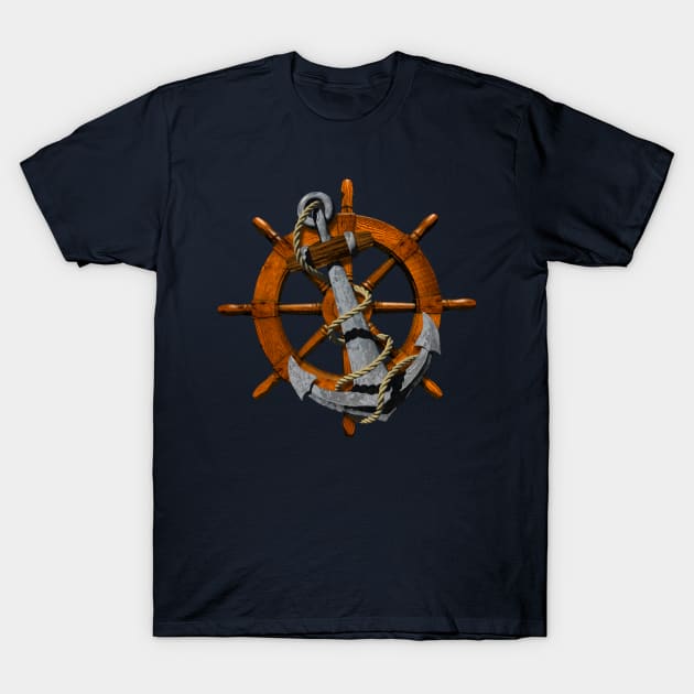 Anchor Helm Nautical Sailing T-Shirt by macdonaldcreativestudios